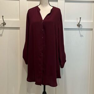 Chico's Burgundy Button-Down Tunic